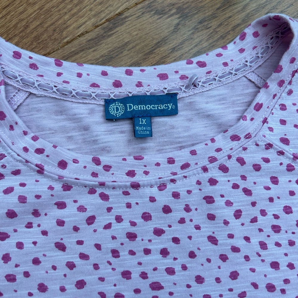Pink on pink Democracy shirt, size 1X - Picture 4 of 7
